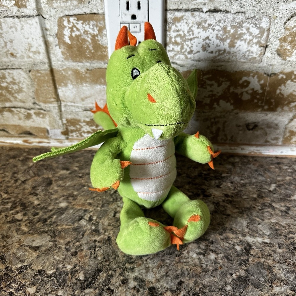 Kinder Surprise Dragon Plush 25cm Green Orange Spikes 9" EUC Fast Ship